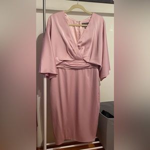 THEIA Kimono-Sleeve Satin Dress - Blush Pink